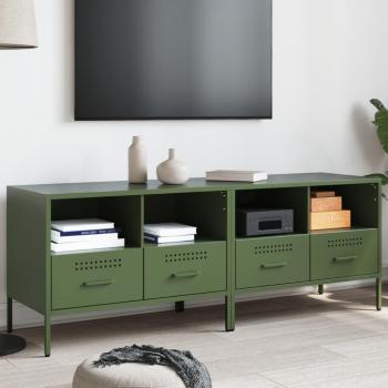 Muebles para TV 2 unidades acero laminado verde oliva 68x39x50,5 cm