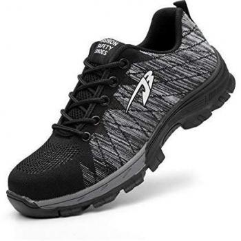 Zapatos de Seguridad para Hombre Mujer con Puntera de Acero Zapatillas de Seguridad Trabajo Calzado de Industrial y Deportiva JBgrey47