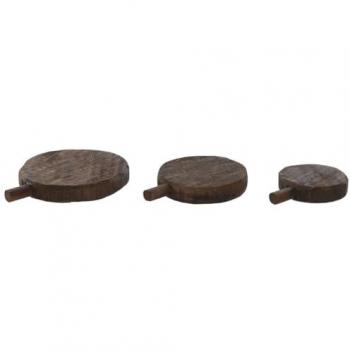 Tabla de cortar Home ESPRIT Marrón Negro Acacia Natural Colonial 30 x 25 x 4 cm (3 Piezas)
