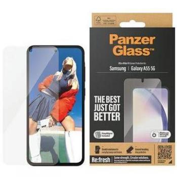 Protector de Pantalla PanzerGlass Re:Fresh Ultra-Wide Fit para Samsung Galaxy A55 5G, Cristal Templado Anti-Bacteriano y Resistente a Rayones