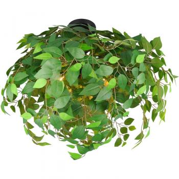 Plafón Leavy, negro/verde, Ø 70 cm, E14, 3 luces