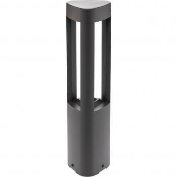 Baliza LED Pirron de Lucande, altura 50 cm, diseño triangular, fabricada en aluminio, moderna, color negro, con 1 llama para iluminación de senderos