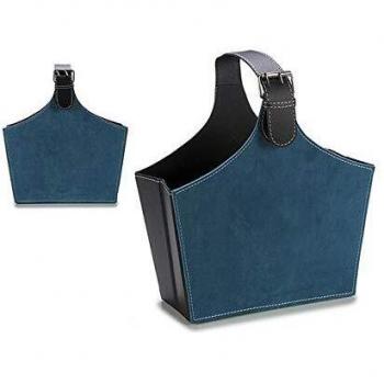 Gift Decor S3605017 Revistero de Azul Terciopelo, 15 x 36 x 34 cm