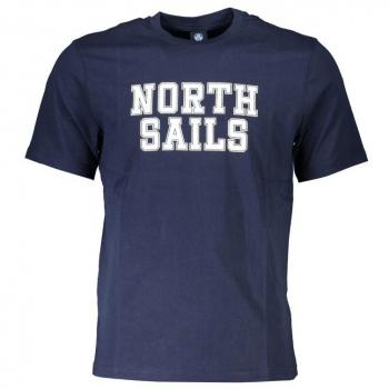 North Sails Blue Cotton T-Shirt - 3XL with Print Logo
