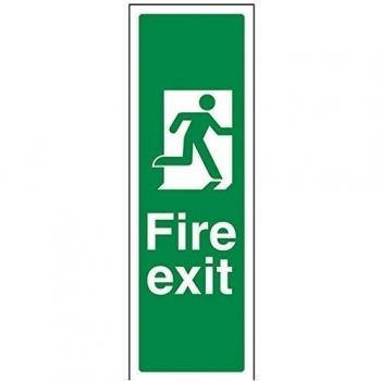 vsafety 14045 ak-s final de salida de incendios flecha hombre derecho Fire Exit Sign, vinilo autoadhesivo, vertical, 100 mm x 300 mm