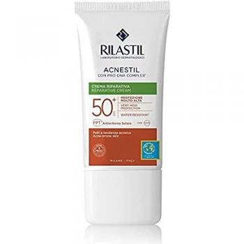 Rilastil Sun System - Fotoprotector Solar Acnestil con Spf 50+ Anti-Imperfecciones para Pieles Sensibles, Resistente al Agua, 40 Mililitros