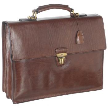 The Bridge Story Uomo Brown Leather Briefcase 40 cm with Two Compartments