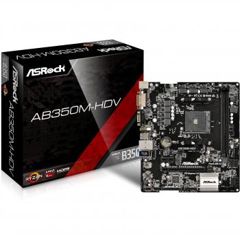 ASROCK 90-MXB3P0-A0UAYZ AB350M-HDV AMD Socket AM4 Ryzen Micro ATX DDR4 D-Sub/DVI-D/HDMI Ultra M.2 USB 3.0 Motherboard -