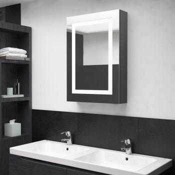 Mueble de baño con espejo y LED gris 50x13x70 cm