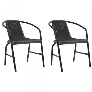 vidaXL Garden Chairs 2 pcs Plastic Rattan and Steel 110 kg
