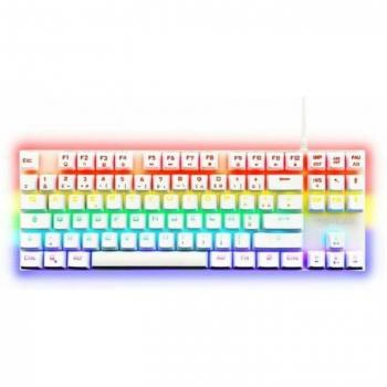 Teclado Gaming Mecánico The G-Lab Mercury TKL AZERTY Blanco con Retroiluminación RGB