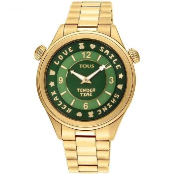 Reloj Tous Tender Time de mujer de acero dorado con esfera verde