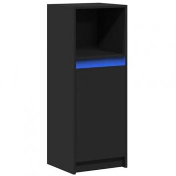 Aparador con luz LED de madera de ingeniería negro 38x34x100 cm