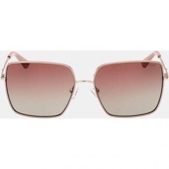 Guess Women's Square Gold Metal Sunglasses with Red Mirrored Lenses (Model GU7866 32T)