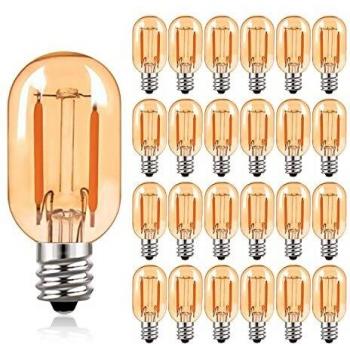 Bombilla de filamento LED T22 Bombillas tubulares Edison de vidrio ámbar Vintage E14 220V, equivalente a 10 vatios 2200K Bombillas blancas ultra cálidas, 100 lúmenes no regulables, paquete de 25