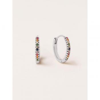 Pendientes Singularu Aro L Colors - Elegantes pendientes de aro en Plata de Ley con baño de rodio y circonitas, perfectos para cualquier ocasión.