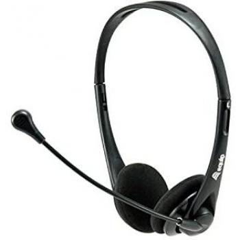 Equip Headset Klinke 245304 - Auriculares estéreo con función de Silencio, Cable de 1,8 m, Color Negro