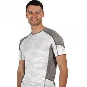 Regatta Camito-Camiseta para Deportes Activos, De Secado Rápido Y Manga Corta T-Shirts/Polos/Vests, Hombre, White/Rock Grey, M