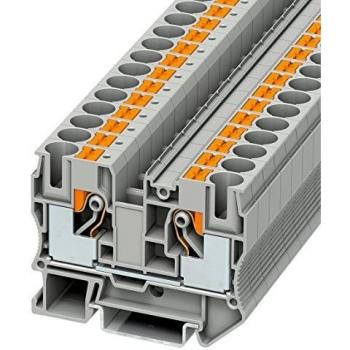 Borne terminal pasante Phoenix Contact 3212120 PT 10, color gris, terminación encajado