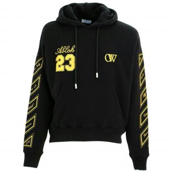 Off-White Men's Printed Cotton Hoodie in Black | Size Small | OMBB085S24FLE012