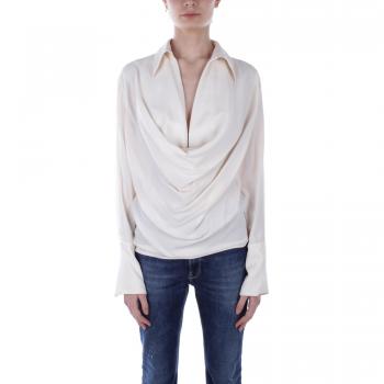 PINKO Women's Cream Crepe de Chine Blouse, Size M