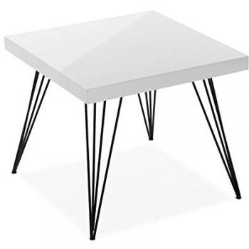 Mesa Auxiliar Moderna Versa Denver, Medidas (Al x L x An) 43 x 50 x 50 cm, Madera y Metal, Color Blanco