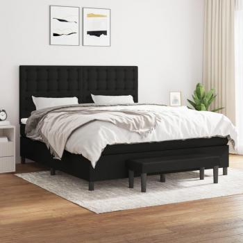 Cama box spring con colchón negro 160x200 cm en tela