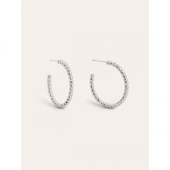 Pendientes Singularu Aro Pebbles L - Elegantes Pendientes de Aro en Latón con Baño de Rodio y Tuerca a Presión