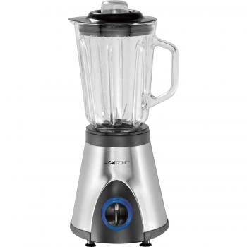 Clatronic UM 3284 Batidora de Vaso, Jarra Cristal 1.5 litros, 3 velocidades + Turbo, 650W, 650 W, Vidrio, 4, Negro, Gris y Transparente