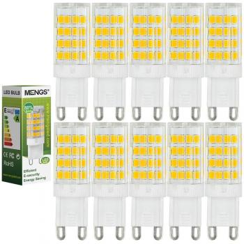 MENGS Pack de 10 Bombilla LED G9 5W Lámpara LED, Halógena Equivalente 40W lampara LED, Blanco Cálido 3000K, AC 220-240V luces LED lampara ahorradora de energia