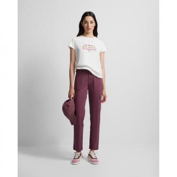 Silbon - Pantalón recto de mujer con bolsillos cargo y cierre de botones en color morado