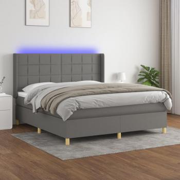 Colchón de cama suave con tela LED gris oscuro 180x200 cm, tipo box spring