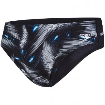 Speedo Allover Digital 7cm Bañador Slip, Hombre, Negro