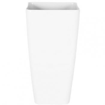 Maceta Moderna Alta de Mezcla de Piedra Blanca 40 x 40 x 76 cm Resistente para Interiores y Exteriores Modi
