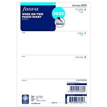 Filofax Agenda de 2022, tamaño A5, semana en dos páginas, 22-68522