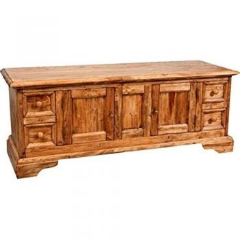 Mueble porta TV Country de madera maciza de tilo con acabado natural 150 x 51 x 56 cm Made in Italy
