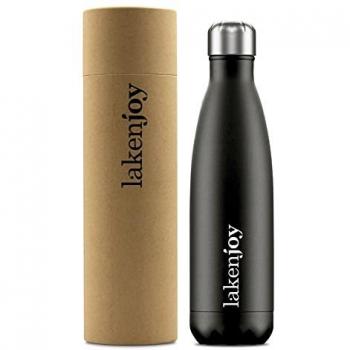 Botella Térmica Lakenjoy 500 ml en Acero Inoxidable Negro con Doble Aislamiento