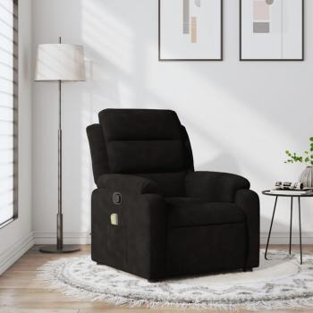 Sillón de masaje reclinable de terciopelo negro Día y Noche vidaXL