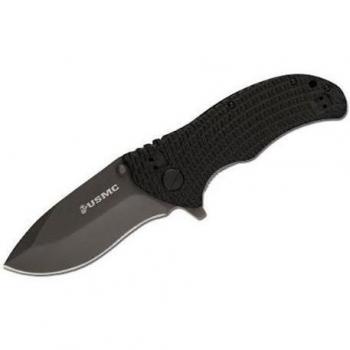 Böker Taschenmesser US Marines Devil Dog Plain - Navaja de bolsillo, color negro