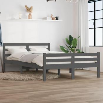 Estructura de cama doble de madera maciza gris 135x190 cm
