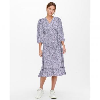 Only Vestido Manga 3/4 Olivia Wrap Midi