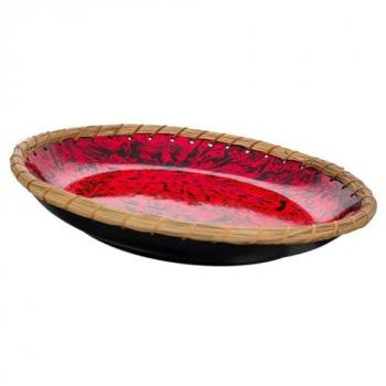 Cuenco Decorativo de Cerámica Wanderlust - Versátil y Elegante - 32x32x6 Cm - Color Rojo