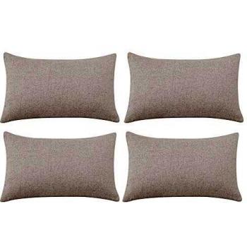 Deconovo Funda cojin de Lino para Salón 4 Piezas 30x50cm Crema