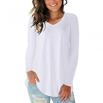 CNFIO Camiseta Mujer Manga Larga Cuello Redondo Blusas para Mujer Suelta Gradiente Efecto TeñidoTops Mujer Fiesta