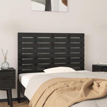 Cabecero de cama de pared negro 81x3x63 cm madera maciza de pino