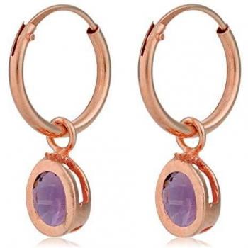Córdoba Jewels | Pendientes en plata de ley 925 bañada en oro rosa con zirconita con diseño Aritos Oval Zirconium Amatista Rose Gold