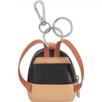 Dudu - Monedero de mujer de piel con llavero, pequeño monedero con llavero de cuero, mini mochila de diseño, cremallera con cremallera, doble anillo y mosquetón