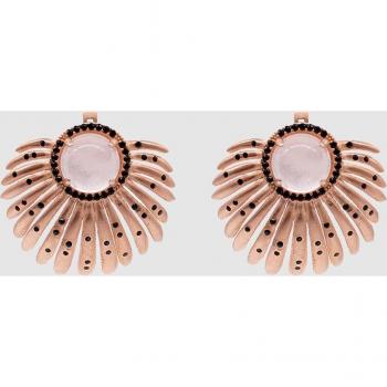 Pendientes de Plata Rosa con Cuarzo y Circonitas