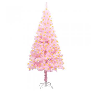 Pink 150 cm PVC Pre-lit Artificial Christmas Tree with Stand