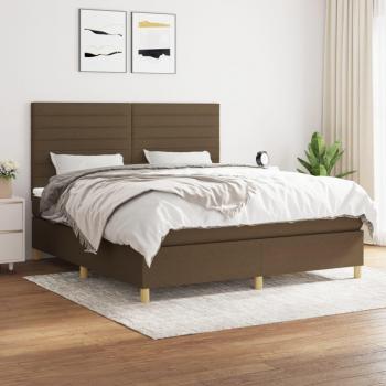 Cama box spring suave con colchón marrón oscuro 180x200 cm Tela